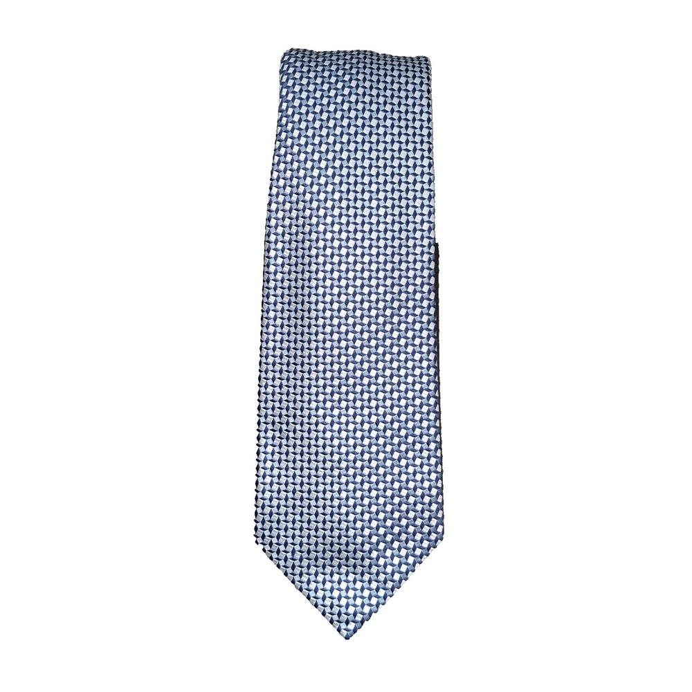 Charles Tyrwhitt Seven Fold Silk Tie Blue Geometric Classic 60" Made England